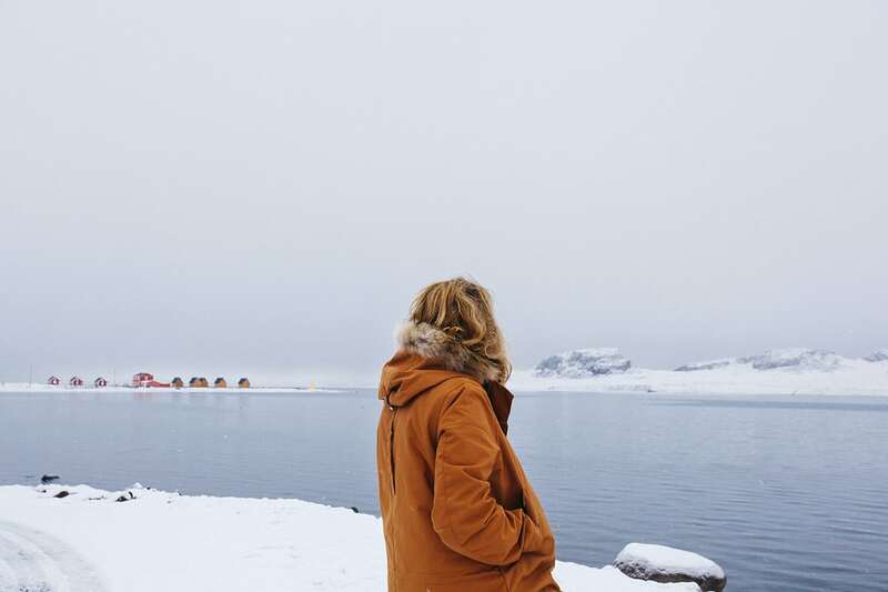 Eskifjörður in the wintertime. In the distance, you can see Mjóeyri. 