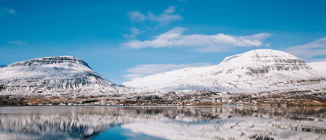 Reyðarfjörður in the wintertime. 